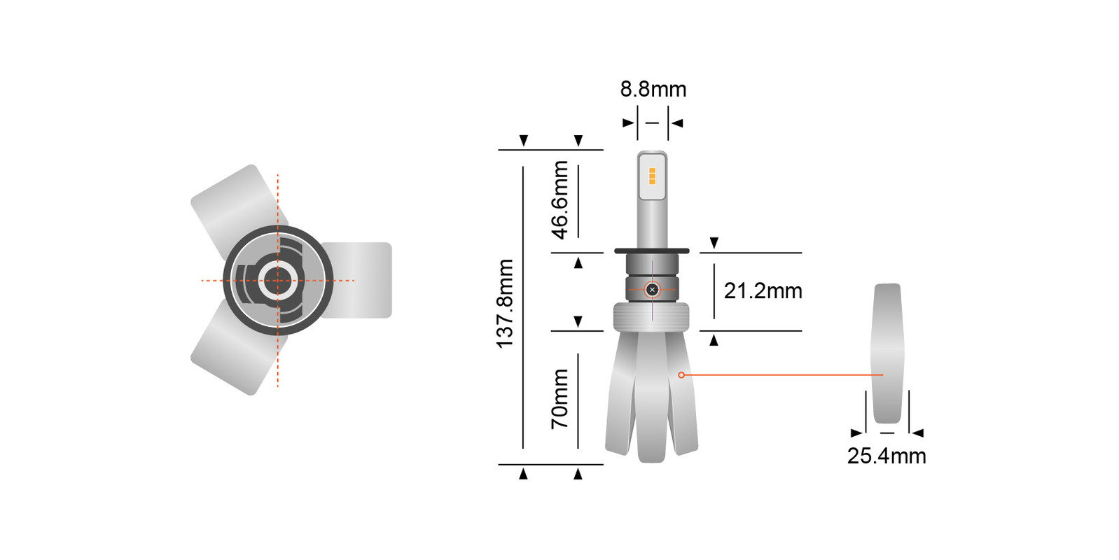 Stedi HB3 LED Conversion Kit Copper Head 12/24V - LEDCONV-HB3-CH -  Headlight Bulbs