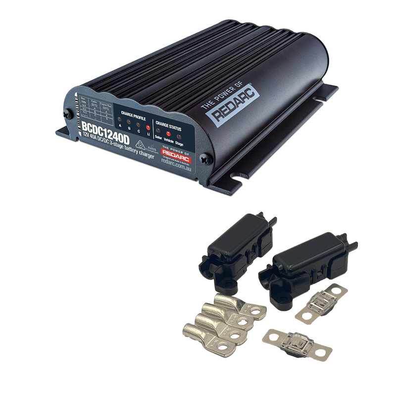 Redarc BCDC Dual Input 40a DCDC Battery Charger Combo Kit Inc Fuses