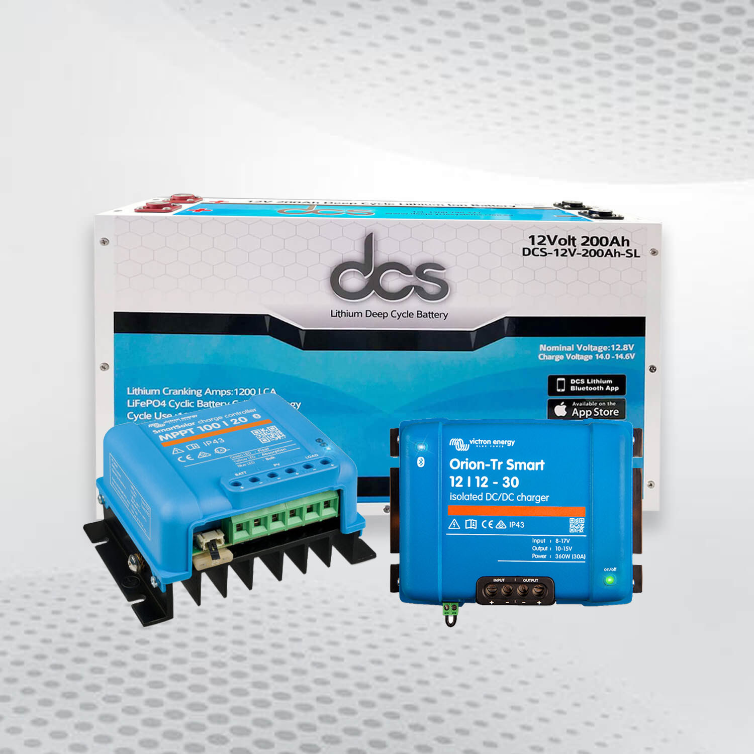 DCS 12v 200ah Slim Line Smart lithium Battery + Victron 100/20 MPPT & 30a DCDC Charger - Cycle Systems