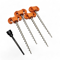 Tiegear Hard Terra Spiral Screw Pegs 4 Pack w/ Driver