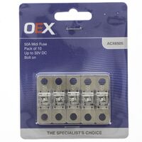 OEX Midi Fuse, 50A Bolt On - Pack of 10