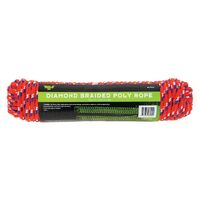 DIAMOND BRAIDED POLY ROPE (RED) 9.5MM X 30M