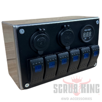 Scrub King 6 WAY Switch Panel with Dual USB 4.2A and Blue LED Voltmeter