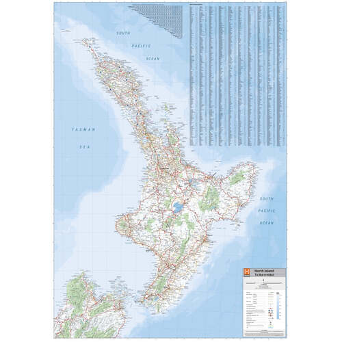North Island (Te Ika-a-M ui) New Zealand Wall Map