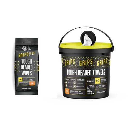 Grips To-Go Tough Beaded Hand, Tool & Multi Purpose Wipes