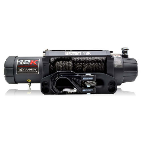 Carbon Winch 12K V3 12,000lb Winch 12V with Synthetic Rope & Mega Hook 