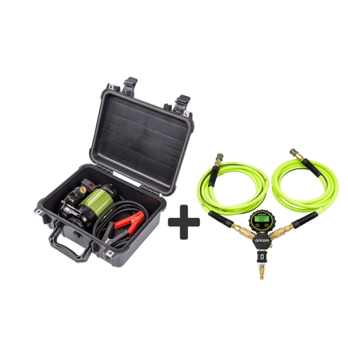 Oricom AIR30 Portable Air Compressor Kit with Heavy Duty Case + Twin Tyre Inflator/Deflator Combo