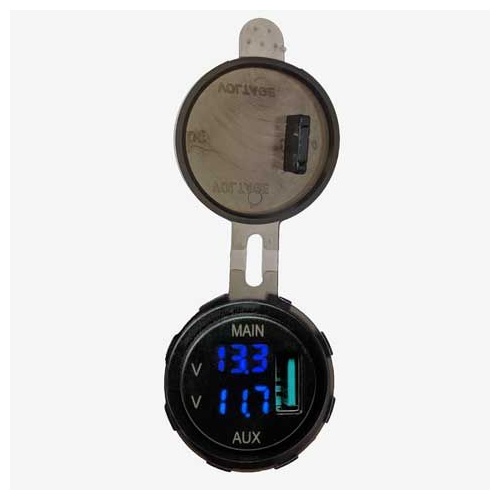 Lightforce Dual Voltmeter with 3.0Ah USB Fast Charger