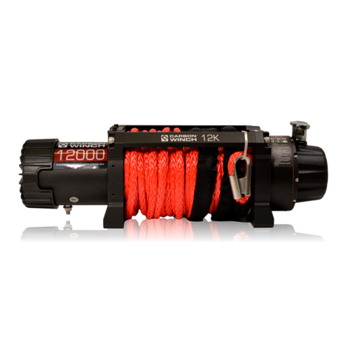 Carbon Winch 24 Volt 12K 12000lb Electric Winch w/ Synthetic Rope
