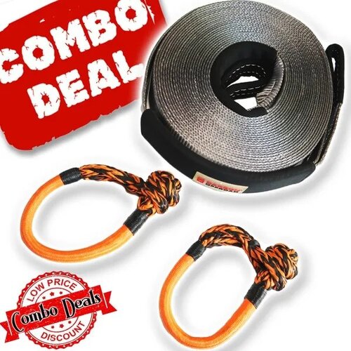 Carbon 20m 8T Winch Extension Strap and 2 x Soft Shackle Combo Deal