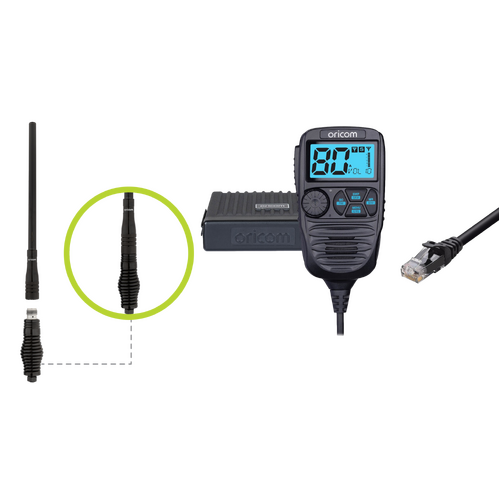 Oricom DTX4200XP UHF CB Radio with ANU913 Detachable Mast Antenna Kit
