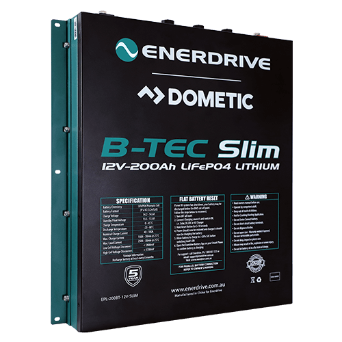 Enerdrive B-TEC 200amp Lithium Slim Metal Case Battery