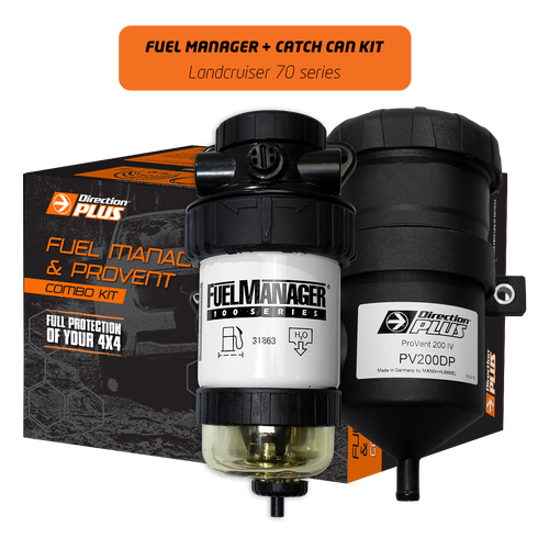 Direction Plus Fuel Manager Pre-Filter + Catch Can Kit - Suits Toyota Landcruiser 76/78/79 Series 4Cyl 2023-ON