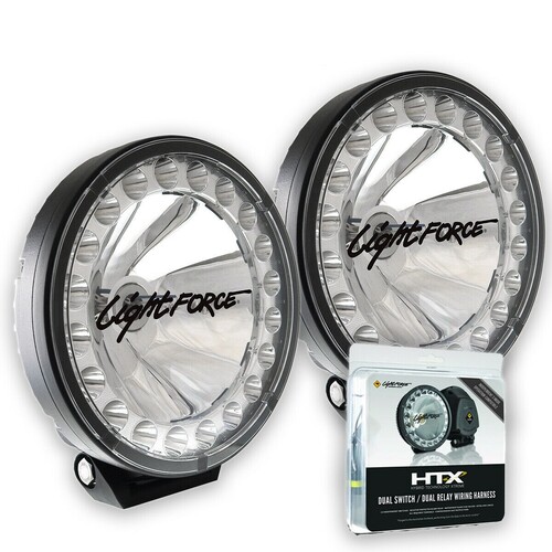Lightforce HTX2 Hybrid 12V Driving Light Pair With Wiring Harness and Blackout Covers