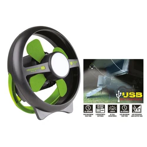 Ironman 4x4 Rechargeable Tent Fan with LED Light