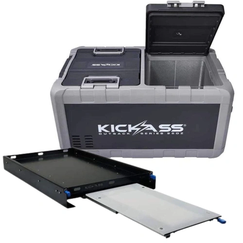 KickAss Outback Series 95L Dual Zone Portable Fridge/Freezer & Premium Fridge Slide/Table Bundle