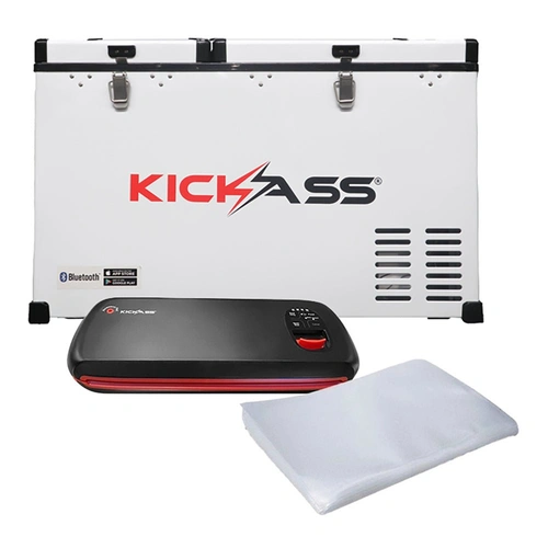 KickAss 75L Portable Camping Fridge/Freezer & Lithium Vacuum Sealer Combo