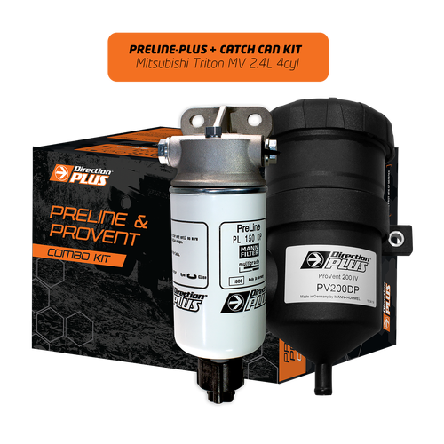Direction Plus Preline-Plus Pre-Filter + Provent Catch Can Kit - Suits Mitsubishi Triton MV 12/2023-ON 