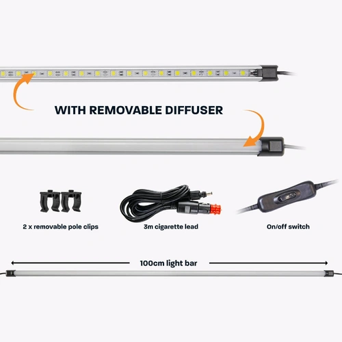 Hardkorr 100cm White LED Light Bar Kit with Diffuser