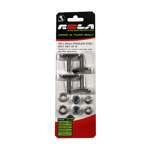 Rola M8X28 Drop and Turn Channel Bolt Set