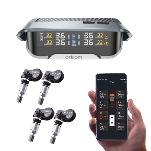 Oricom TPMS Real Time Tyre Pressure Monitoring System with Bluetooth & Phone App - 4 Internal Sensors
